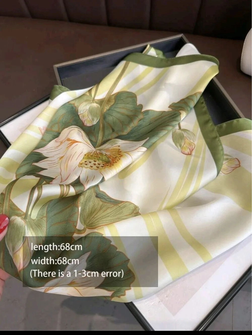 Silk Floral Print Neck Scarf - Green